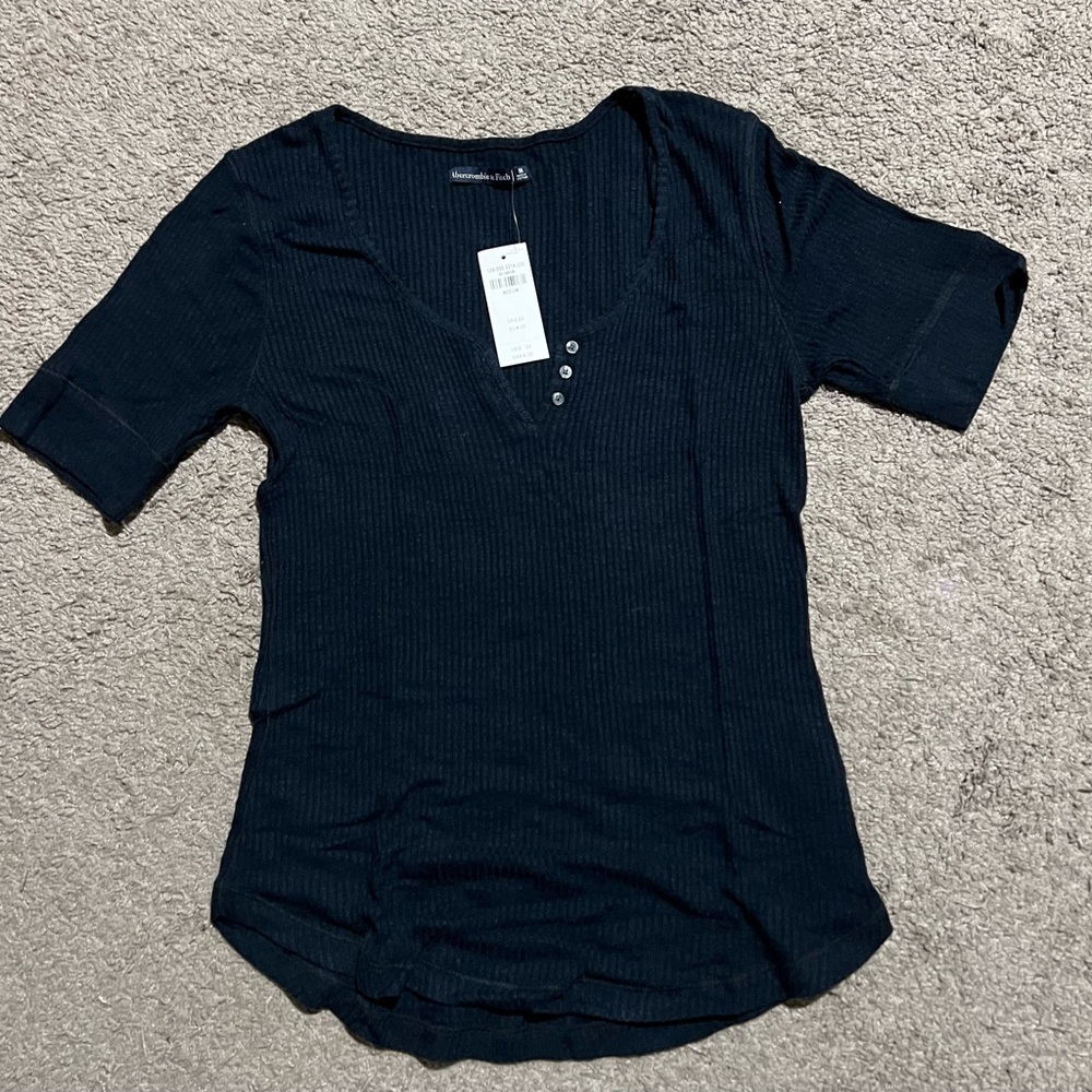 Abercrombie & Fitch Dark Blue V-Neck Tee